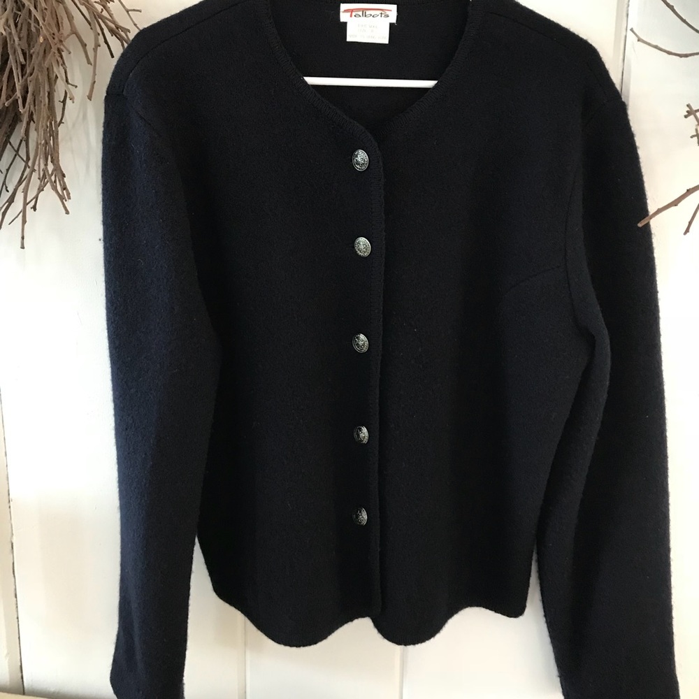 Talbots Wool Cardigan Navy Jacket